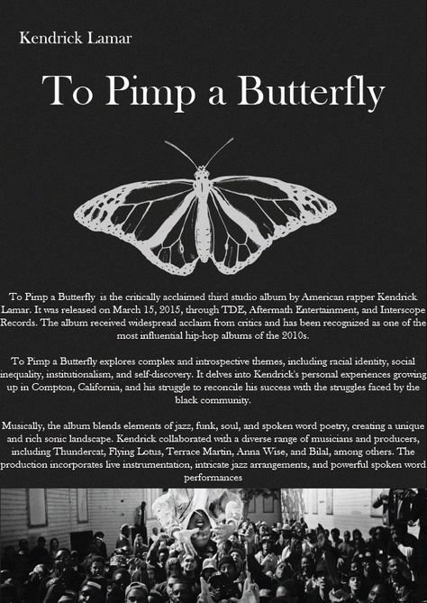 A poster on Kendrick's Lamar album TPAB Aurora Lyrics, Kendrick Lamar Lyrics, Kendrick Lamar Art, Rapper Kendrick Lamar, To Pimp A Butterfly, Cute Backgrounds For Iphone, Spooky Tattoos, Butterfly Poster, The Boogeyman