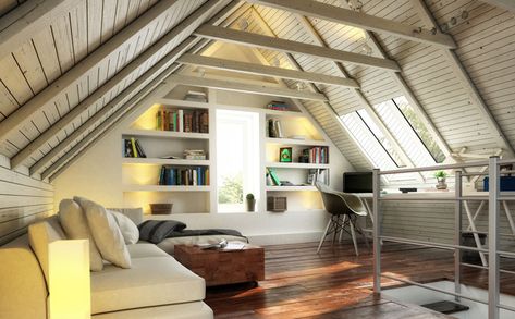 Turning A Loft Into A Bedroom The Easy Way | Home Logic UK Bungalow Loft Conversion, Pitched Roof Window, L Shaped Bunk Beds, Roof Windows, Attic Renovation, Water Mill, Attic Spaces, Attic Remodel, Attic Bedroom