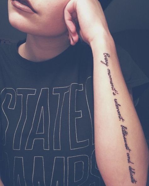 Music Lover Tattoo, Song Lyric Tattoos, Tattoo Fairy, Forearm Tattoo Quotes, Quote Tattoos Girls, Lyric Tattoos, Forarm Tattoos, Tattoos For Lovers, Forearm Tattoo Women