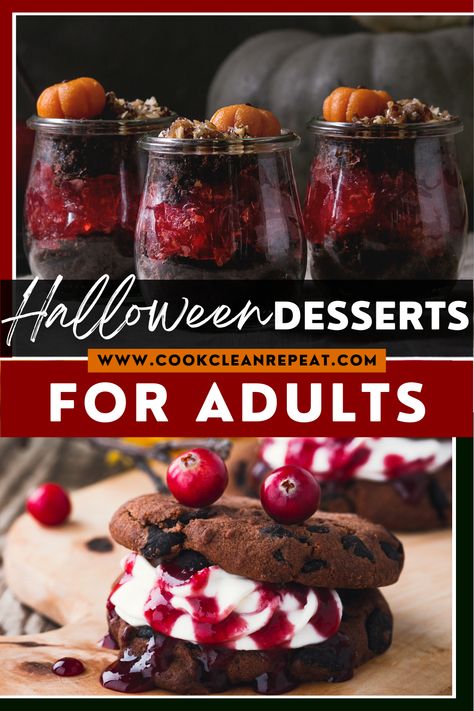 Amazing Halloween Desserts, Halloween Infused Treats, Gross Halloween Foods For Party, Easy Halloween Treats For Adults, Halloween Desserts Gluten And Dairy Free, Halloween Party Serving Ideas, Festive Halloween Desserts, Dessert Ideas For Halloween, Horror Snack Ideas