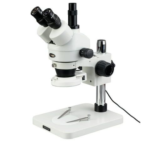 This is a trinocular stereo microscope with a 144-LED compact ring light with a built-in dimmer. The microscope has a super widefield optical system that provides a large zoom magnification power (26:1) and a large working distance (8", 200mm). The trinocular port uses the third port for camera capabilities, or a third party to view as well, giving you the remaining two ports to view your specimen. The 144-LED ring light has a compact design with a built-in dimmer, providing cool, even and brigh Stereo Microscope, Microscopic Images, Digital Microscope, Stand Table, Microscopes, Contemporary Table, Led Ring Light, Led Ring, Plastic Plates