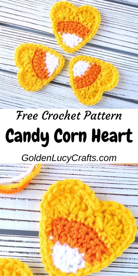 Candy Corn Granny Square, Corn Applique, Crochet Candy Corn, Crochet Fall Decor, Crochet Candy, Thanksgiving Crochet, Crochet Applique Patterns Free, Halloween Applique, Crochet Appliques