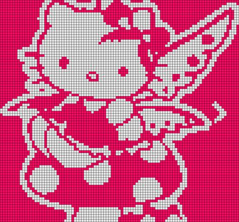 Hello Kitty Fairy, Easy Crochet Ideas, Kitty Fairy, Crochet Kitty, Crochet Book Cover, Hello Kitty Crochet, Graph Crochet, Art Templates, Pixel Crochet