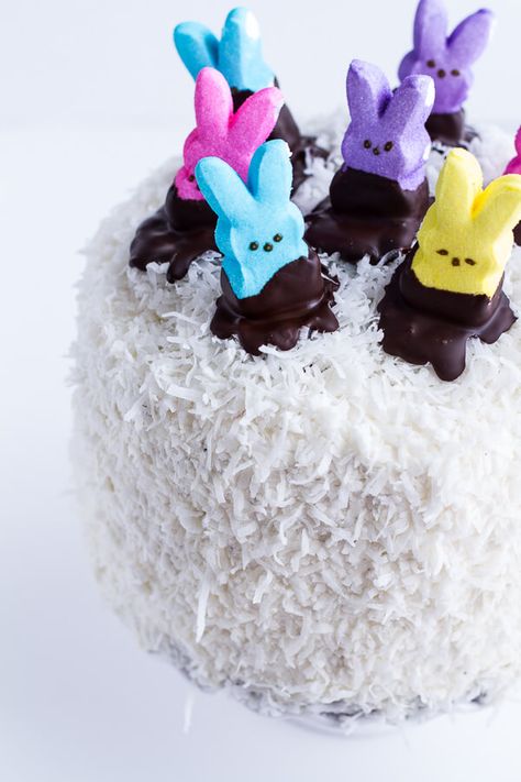 Peeps Recipes, Peeps Cake, Covered Chocolate, Marshmallow Peeps, Yoghurt Cake, Coconut Chocolate, Easter Event, Coconut Caramel, Yogurt Cake