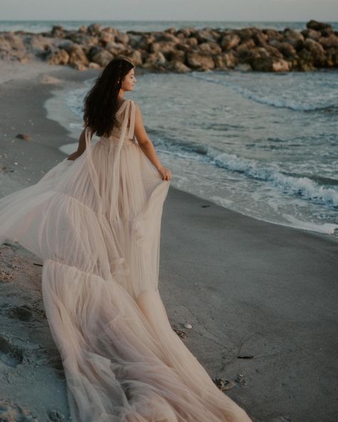 Flying Dress Photoshoot Beach, Tulle Dress Beach Photoshoot, Flowy Dress Beach, Beach Photoshoot Dress, Pre Debut Photoshoot, Flowy Chiffon Dress, Beach Gowns, Debut Party, Long Flowing Dresses