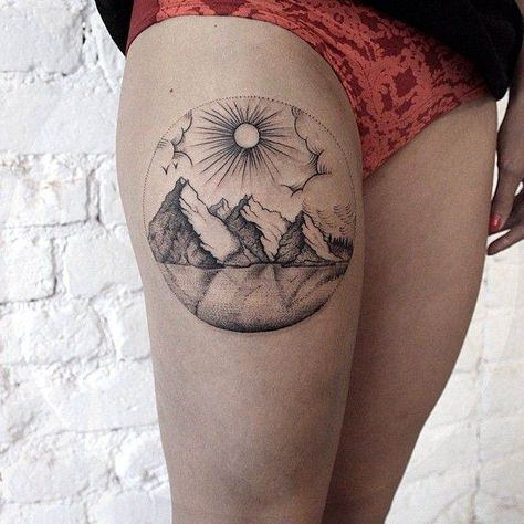 Scenery Tattoo, 6 Tattoo, Swag Dress, Mountain Tattoo Design, Arrow Tattoo Design, Fashion Tattoo, Landscape Tattoo, Tattoos Geometric, Design Mandala