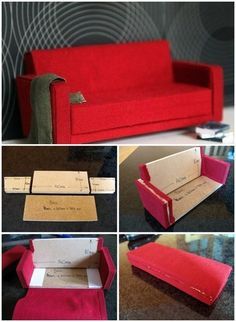 DIY Barbie furniture and DIY Barbie house ideas how to make dollhouse sofa Barbie House Ideas, Barbie House Furniture, Diy Barbie House, Doll Furniture Diy, Diy Barbie Furniture, Diy Doll House, Doll House Ideas, Dollhouse Diy, Doll House Crafts