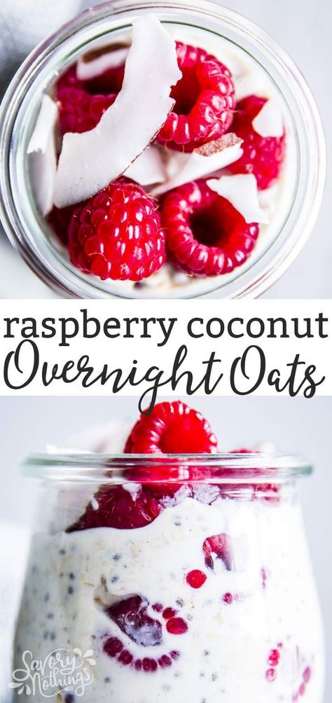 Raspberry Coconut Overnight Oats, Raspberry And Coconut Baked Oats, Overnight Oats Recipe Coconut, Coconut Yogurt Overnight Oats, Overnight Oats With Raspberries, Coconut Overnight Oats Healthy, Raspberry Overnight Oats Healthy, Fridge Oats, Gluten Free Overnight Oats