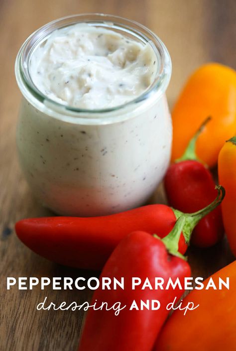 This highly addictive, super quick Peppercorn Parmesan Dressing and Dip comes together with a handful of kitchen staples! Parmesan Peppercorn Dressing, Peppercorn Dressing, Our Best Bites, Kefir Recipes, Kitchen Staples, Favorite Dips, Quick Appetizers, Sauces And Dressings, Dips And Spreads