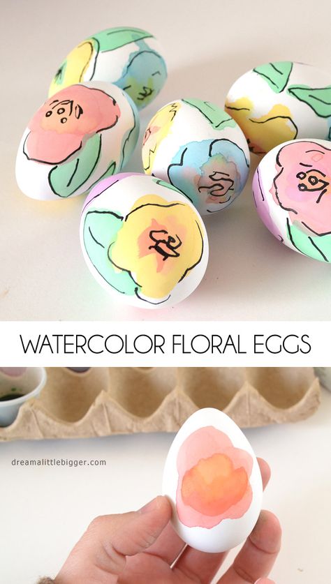 You don't need to be an artist to make these beautiful watercolor floral Easter eggs. Cool Easter Eggs, Unique Easter Eggs, Diy – Velikonoce, Diy Osterschmuck, Creative Easter Eggs, Painted Eggs, Easter Egg Dye, Diy Ostern, Easter Egg Designs