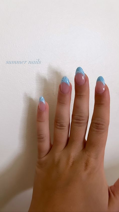 Blue Nail Inspo, Rounded Acrylic Nails, Pink Tip Nails, Teen Nails, Gel Nails French, Spring Break Nails, Spring Acrylic Nails, Broken Nails, Simple Gel Nails