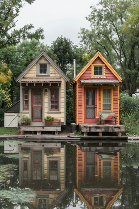 Micro Cottage, Tiny House Designs, Little Cabin In The Woods, Unique Garden Decor, Wood Craft Ideas, Small Living Spaces, Woodworking Projects For Beginners, Small Building, Small Cottages