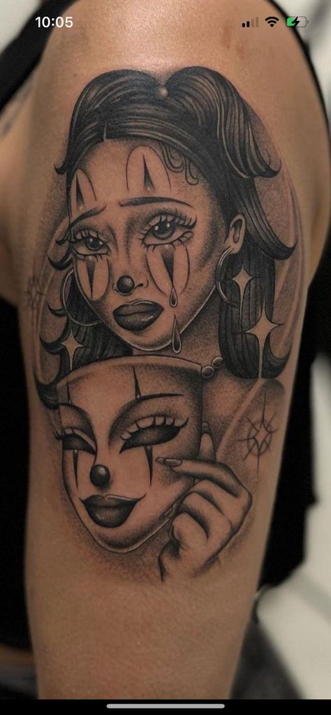 Chola Girl Tattoo, Chicana Tattoo Ideas, Oldies Tattoo Ideas, Lady Tattoo For Men, Chicana Style Tattoo, Gangsta Tattoos For Women, Chicana Tattoos For Women, Joker Tattoo For Women, Chicana Tattoo Design