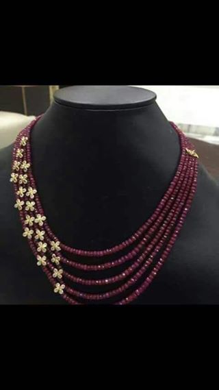 Ruby Jewelry Necklaces, Rubies And Diamonds, Shell Choker, Pearl Necklace Designs, Beaded Necklace Designs, Diamonds Necklace, Jewelry Designing, Wedding Jewellery Collection, Black Beaded Jewelry