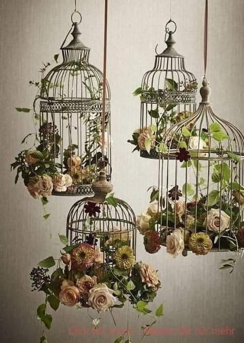 Whimsical Backyard, Rustic Wedding Decorations, Floral Wedding Decorations, Bird Cage Decor, Dekor Diy, Birdcages, Wedding Scene, Amazing Decor, Bird Cages