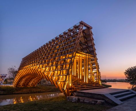 Timber Bridge, Wooden Skyscraper, Bridge Structure, Timber Architecture, Bamboo Structure, Japan Architecture, Timber Buildings, Tower Building, Wooden Structure