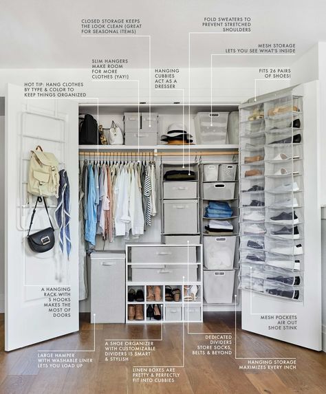 Closet Organizing Ideas, Organiser Son Dressing, How To Organize Your Closet, Organizar Closet, Room Organization Bedroom, Organized Closet, Closet Hacks, Closet Hacks Organizing, Wardrobe Organisation