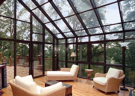 Top 60 Best Sunroom Ideas - Bright Glassed-In Solarium Designs Solarium Ideas, Solarium Room, Glass Sunroom, Sunroom Addition, Pool Enclosures, Patio Enclosures, Sunroom Designs, Glass Room, Deck With Pergola