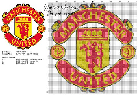 Manchester United soccer team logo free cross stitch pattern Manchester United Badge, Football Cross, Logo Club, Manchester United Logo, Free Cross Stitch Patterns, Manchester United Soccer, Hama Beads Design, Cross Stitch Books, Pola Kristik