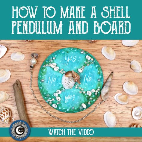 Sea Witch Crafts, Sea Witch Altar Ideas, Beach Witchcraft, Seashell Magick, Diy Pendulum Board, Seashells Witchcraft, Litha Ideas, Diy Ocean Decor, Sea Witch Altar