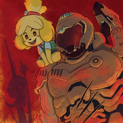 Doomslayer And Isabelle, Doomslayer Fanart, Doom Slayer Fanart, Epic Gif, Sam Tattoo, Videogame Fanart, Doom Guy, Doom 3, Doom Slayer