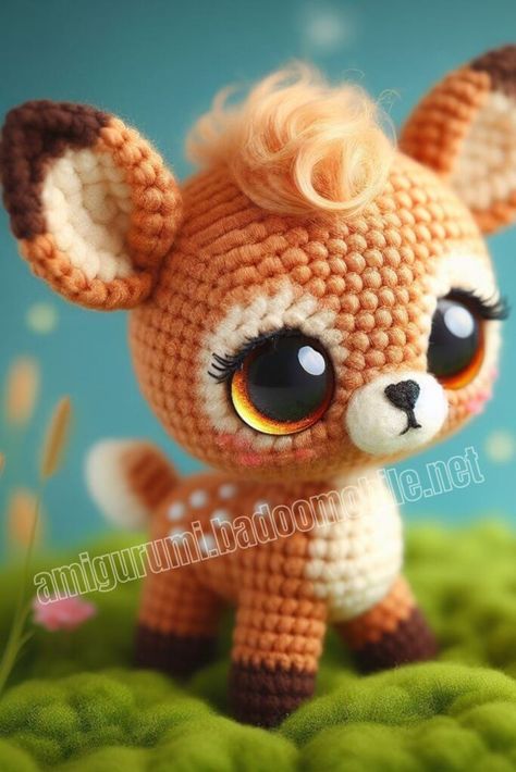 Amigurumi Cute Deer Free Pattern-2 Crochet Snail, Crochet Applique Patterns Free, Crochet Toys Free, Easy Crochet Animals, Cozy Crochet Patterns, Cute Deer, Dog Doll, Crochet Panda, Crochet Turtle