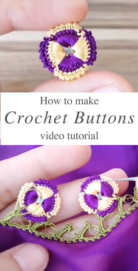 Crocheted Buttons How To Make, Crocheting With Buttons, Crochet Button Flowers, Crochet Buttons How To Make, Crochet With Buttons, Crochet Button, Crochet Buttons, Learn How To Crochet, Single Crochet Stitch