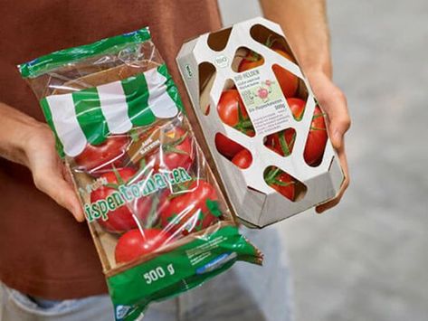 Tomato Packaging, Fresh Produce Packaging, Corrugated Board, Organic Tomatoes, Organic Farm, Sustainable Food, Organic Produce, Packaging Labels Design, Sustainable Packaging