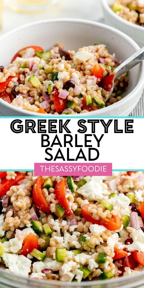 Salad With Barley, Mediterranean Barley Salad, Italian Barley Recipe, Pearled Barley Salad, Greek Barley Salad, Cold Barley Salad, Recipes With Barley Healthy, Barley Pearl Recipes, Barely Recipes Pearl