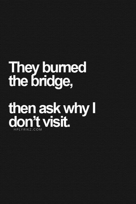 They burned the bridge then ask why I don't visit Quotes Family, Fina Ord, Toxic Family, Family Drama, Visual Statements, Quotable Quotes, Family Quotes, A Quote, The Bridge