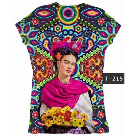 Frida Kahlo Graphic Tee T-Shirt Huichol - Cielito Lindo Mexican Boutique Embroidery Jeans Outfit, Mexican Boutique, Creative Clothes, Lady Of Guadalupe, Colorful Style, Just Because, Colorful Fashion, Festival Captain Hat, Exclusive Designs