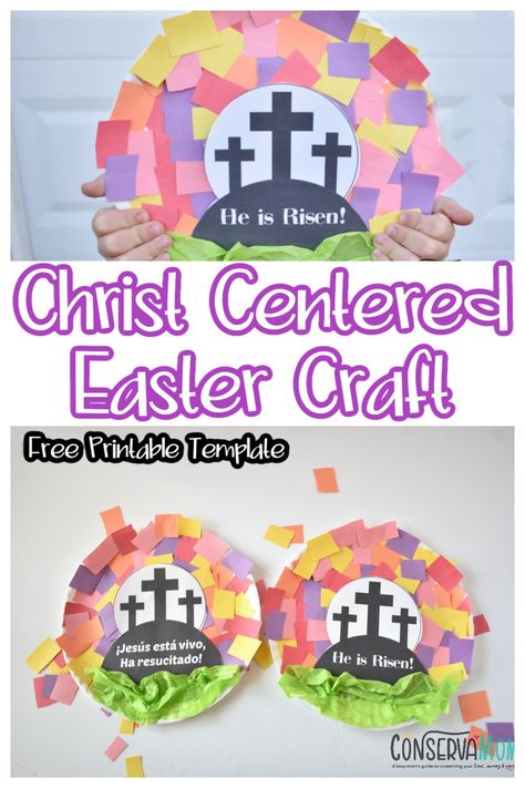 This Christ-Centered Easter Craft for Kid is the perfect way to talk about the Resurrection of Jesus. Includes both Spanish & English Templates! Christ Centered Easter Crafts, Easter Religious Crafts, Christ Centered Easter, Easter Lessons, Easter Sunday School, Easter Crafts Preschool, The Resurrection Of Jesus, Easter Week, Resurrection Of Jesus