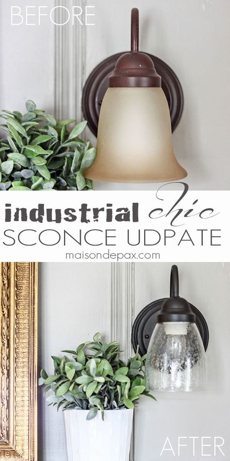 Awesome $4 update to outdated light fixtures! maisondepax.com Lighting Updates, Diy Luminaire, Industrial Diy, Club Lighting, Aluminium Ladder, Diy Light Fixtures, Lighting Tips, Diy Lampe, Diy Light