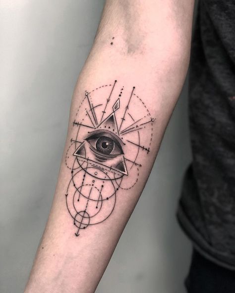 101 Amazing Geometric Tattoos You Have Never Seen Before! | Outsons | Men's Fashion Tips And Style Guide For 2020 Geometric Tattoos For Guys, Small Geometric Tattoo, Small Wave Tattoo, Geometric Line Tattoo, Sacred Geometry Tattoo, Triangle Tattoos, Geometric Tattoos, Omerta Tattoo, Geometric Tattoo Design