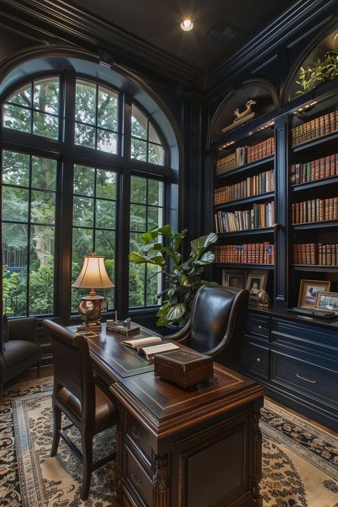 Office English Style, Victorian Office Ideas, English Office Design, Victorian Style Office, Library Office Room Ideas, Victorian Office Decor, Victorian Home Office, Romantic Gothic Home Decor, Interior Design Tips And Tricks