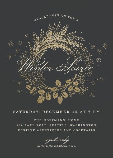 Winter Ball Invitations, Soiree Invitation, Winter Soiree, Soiree Ideas, Glam Invitation, Elegant Holiday Party, Event Flyer Design, Pub Ideas, Resident Events