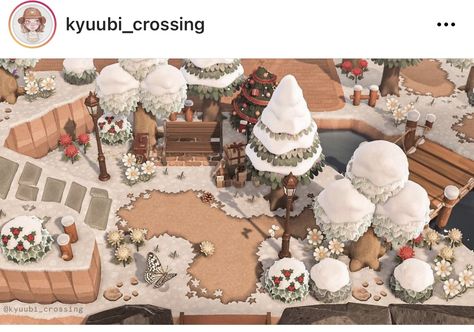 Winter Path Acnh, Acnh Winter, Acnh Christmas, Tomorrow Monday, Winter Cottagecore, Nintendo Switch Animal Crossing, Motif Acnl, Animals Crossing, Entrance Ideas