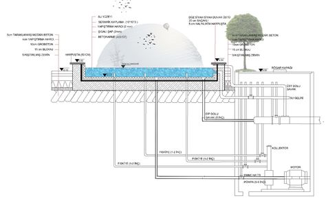 Pool Construction Detail, Pool Section Detail, Pool Section, Swimming Pool Plumbing, Pool Drawing, Construction Details Architecture, Landscaping With Fountains, Water Sculpture, Architect Student