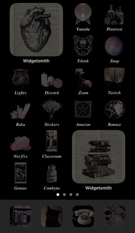 Widgetsmith Ideas Grunge, Grunge Ios 16 Wallpaper, Dark App Icons Aesthetic Phone, Gothic Home Screen, Grunge Homescreen Ideas, Dark Ios Icons, Pinterest Profile Ideas, Phone Theme Ideas Dark, Iphone App Icons Aesthetic