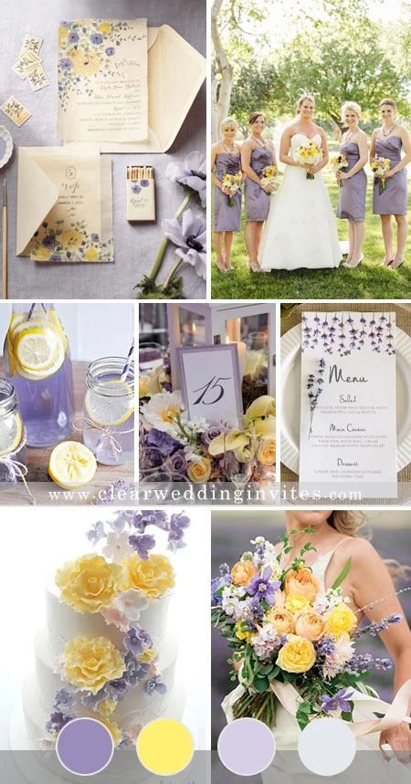 7 Summer Yellow Wedding Color Combos Ideas to Love – Clear Wedding Invites White Yellow Lavender Wedding, Lilac And Pale Yellow Wedding, Yellow And Periwinkle Wedding, Springtime Wedding Colors, Light Purple And Yellow Wedding, Lilac Yellow Wedding, Lemon And Lavender Wedding, Soft Yellow Wedding Theme, July Wedding Color Palette