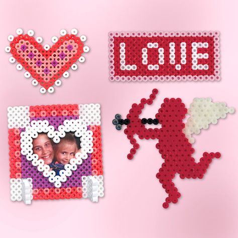 Projects - Page 8 - Perler.com Fused Beads, Beads Perler, Perler Designs, Perler Projects, Pixel Beads, Perler Ideas, Valentines Patterns, Valentine Projects, Melty Beads