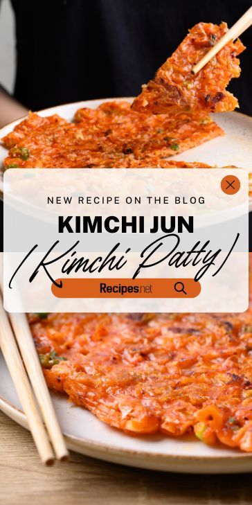 Tasty Kimchi Jun (Kimchi Patty) Pancakes Kimchi Pajeon Recipe, How To Use Kimchi, Kimchi Pajeon, Recipes With Kimchi, Pajeon Recipe, Kimchi Pancake Recipe, Kimchi Pancakes, Asian Quinoa Salad, Easy Kimchi