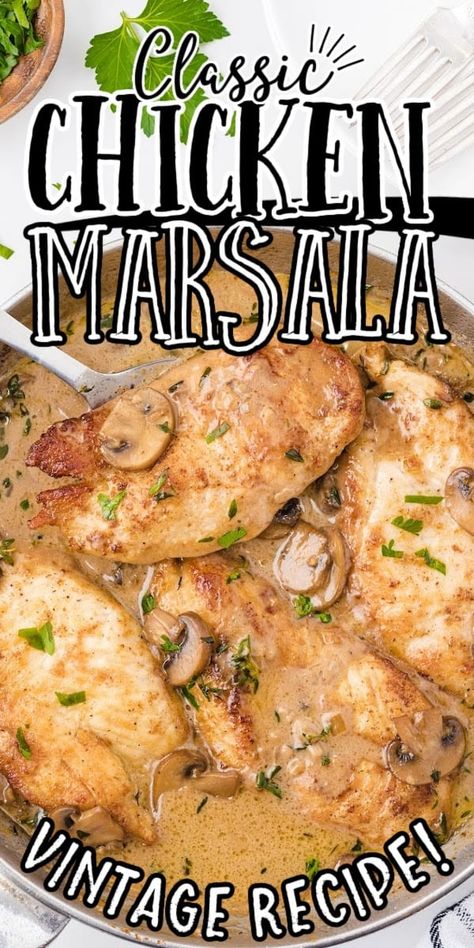 Chicken Marsala Italian Chicken Breast Recipes, Chicken Filets, Chicken Receipts, Italian Chicken Dishes, Chicken Lombardy Recipes, Chicken Marsala Recipe, Chicken Marsala Easy, Health Lunch, Chicken Filet