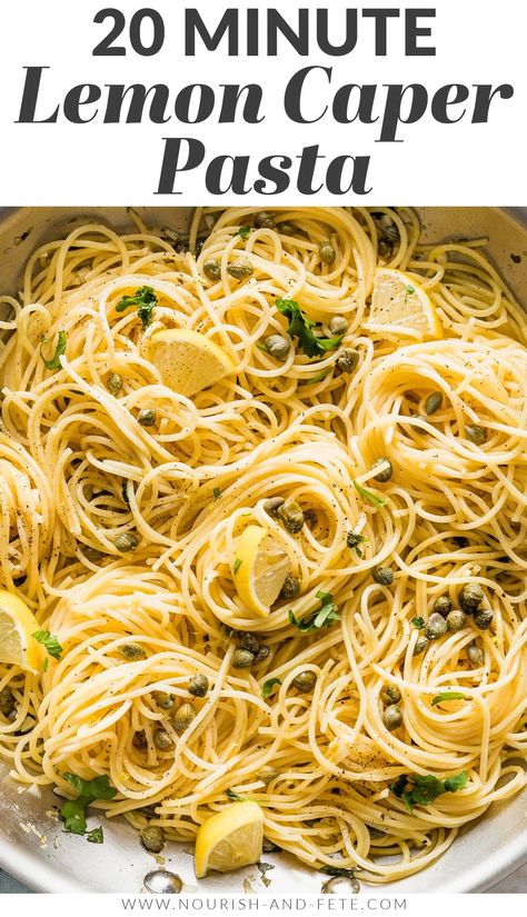 Lemon Caper Pasta, Lemon Dishes, Lemon Pasta Recipes, Lemon Caper Sauce, Pasta Easy, Lemon Diet, Butter Pasta, Pasta Sides, Lemon Pasta