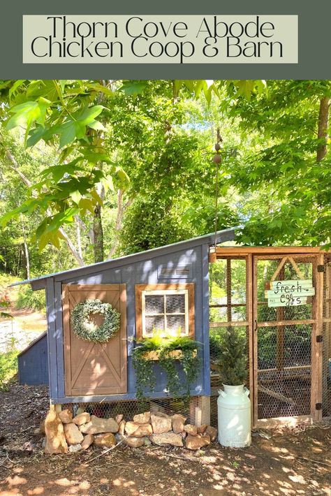 Our chicken coop and barn are two places on our land I sort of let Mark do what he wants with. I mean, he deserves some space on our land to do his “man things” right? #barn #chickencoop #thorncoveabode #newoldhome #historicallyinspired #betterhomesandgardens #whitehouse #newbuild #vintagehome #southcarolinahomes #perfecthouse #DIY #prettypinteresthomes #southernliving Chicken Coop With Old Windows, Diy Chicken Coop Windows, Garden And Chicken Coop Layout, Chicken Coop And Run, Ranch Animals, Duck Ideas, Chicken Coup, Old Sink, South Carolina Homes