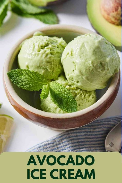 Avacado Ice Cream, Avocado Ice Cream Recipe, Avocado Ice Cream, Avocado Dessert, Making Homemade Ice Cream, Homemade Guacamole, No Churn Ice Cream, Filipino Desserts, Healthy Comfort Food