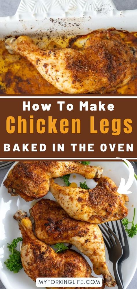 Learn How To Make Chicken Legs Baked In The Oven! These juicy, flavorful chicken legs are seasoned to perfection and baked until golden and crispy, making a delicious and easy meal. Easiest Baked Chicken, Chicken Legs In The Oven, Baked Chicken Quarters, Baked Chicken Leg Quarters, Chicken Quarter Recipes, Chicken Leg Quarter Recipes, Oven Baked Chicken Legs, Leg Quarters, Chicken Quarters