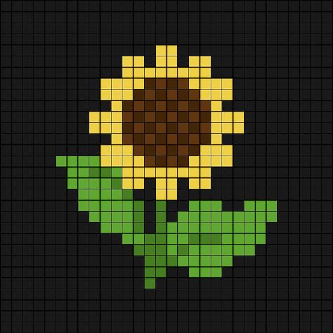 A pixel art template of a sunflower (plain petals - no shading of a darker yellow in-between each petals). Pixel Drawing Flower, Earth Pixel Art, Sunflower Pixel Art, Minecraft Flowers Pixel Art, Pixel Flower Pattern, Pixel Art Flower, Flower Pixel Art, Crochet Blanket Colors, Pixel Art Minecraft