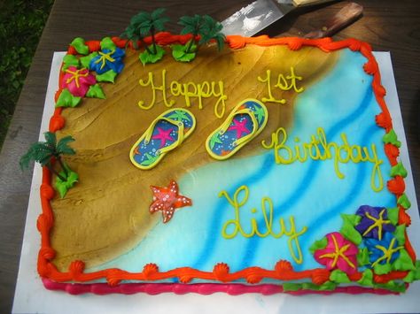 Kids Luau, Beach Theme Cupcakes, Dolphin Cakes, Hawaiian Cake, Pool Party Cakes, Pool Cake, Beach Themed Cakes, Ocean Cakes, Birthday Sheet Cakes