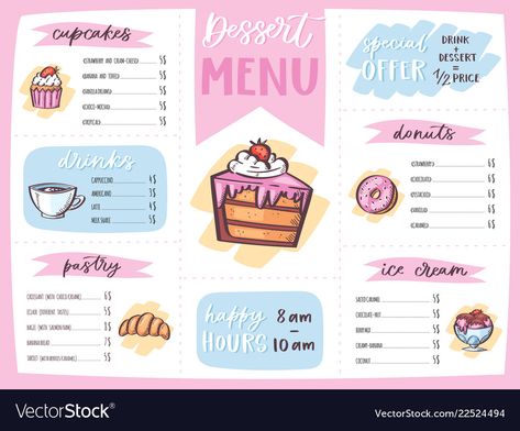 Bakery Banner, Cream Croissant, Breakfast Menu Design, Cafe Banner, Poster Restaurant, Menu Cafe, Cafe Cake, Candy Card, Ice Cream Menu